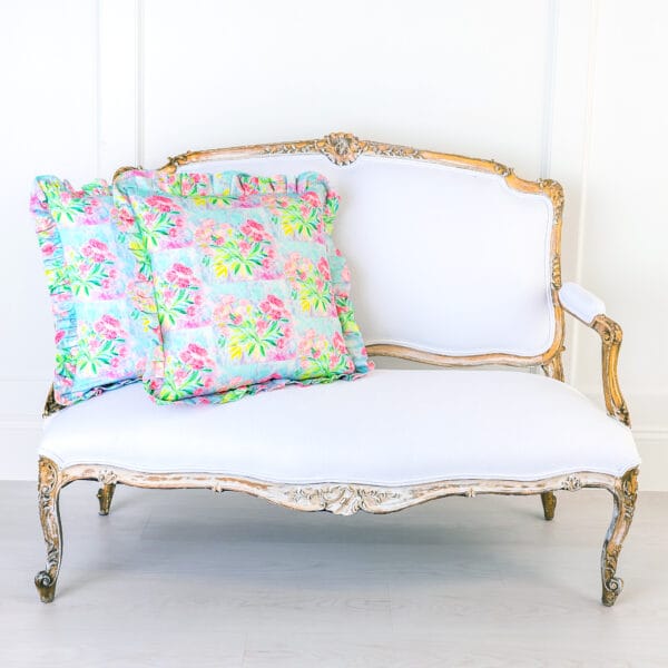 Pair of Pink Peony 20" Square Decorative Ruffled Pillow Covers - Image 2